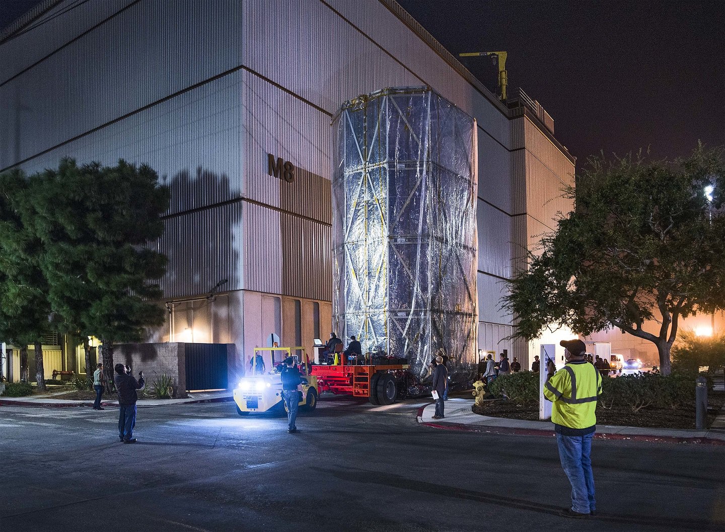 Space telescope James Webb wrapped in a mobile sterile room