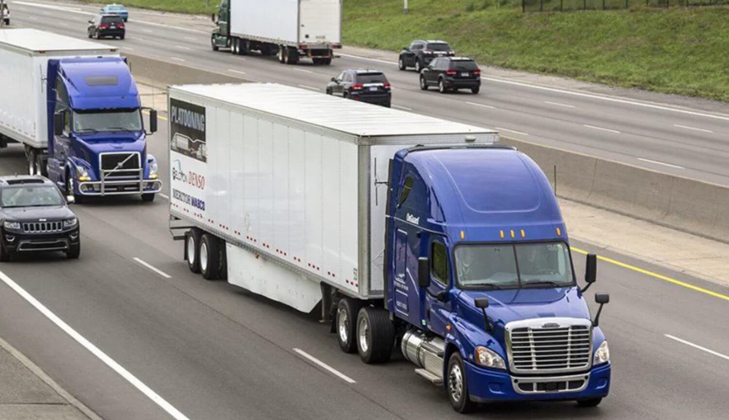 How one person can drive two trucks at the same time?